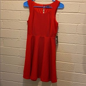 Express red textured sleeveless dress